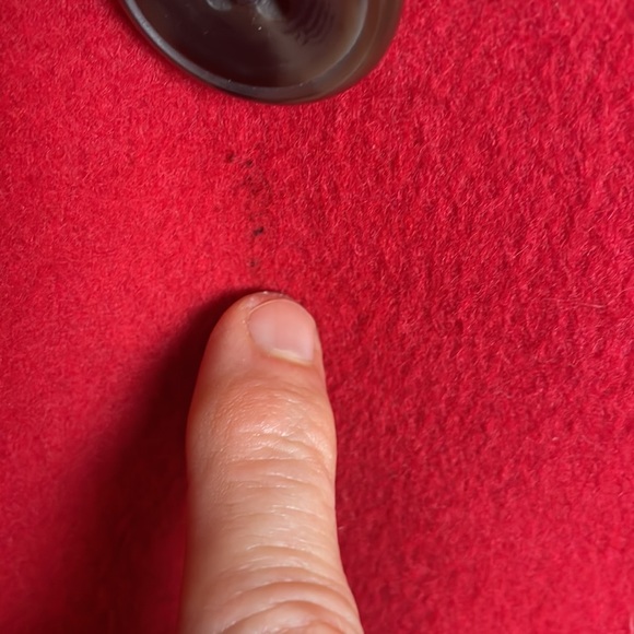 St. Johns Bay Red Wool Coat- front pockets- interior lining pocket- size Large - Picture 13 of 16